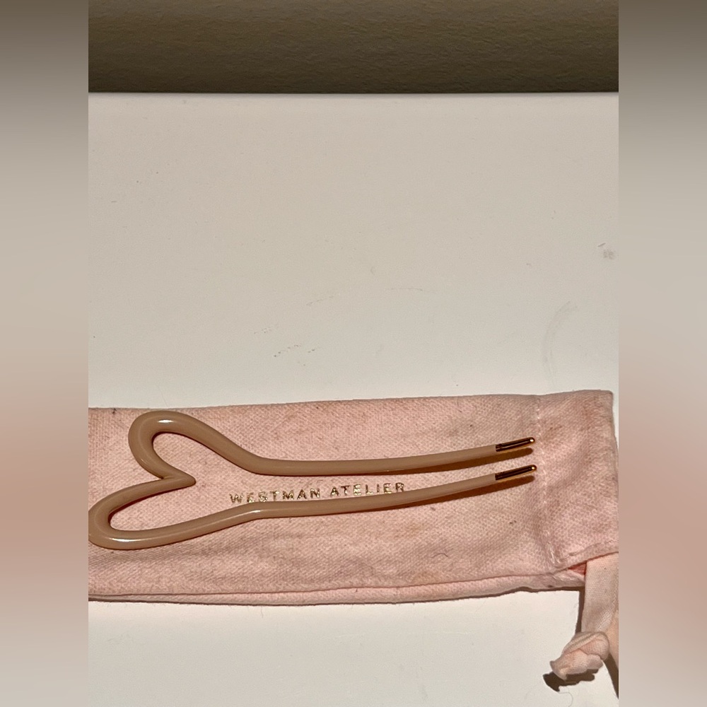 Westman Atelier Heart-Shaped Hair Pin in Beige and Gold